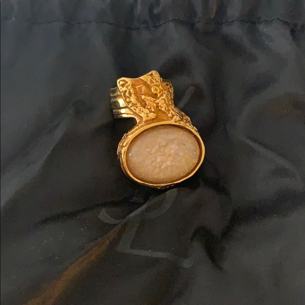 SAINT LAURENT Glass Cabochon Arty Ovale Ring 7
